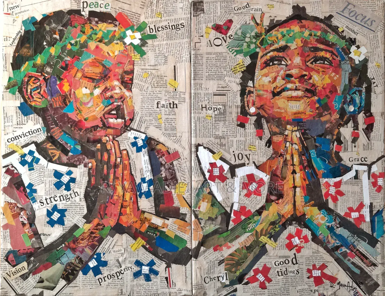 Newspaper Handmade Artworks on Canvas