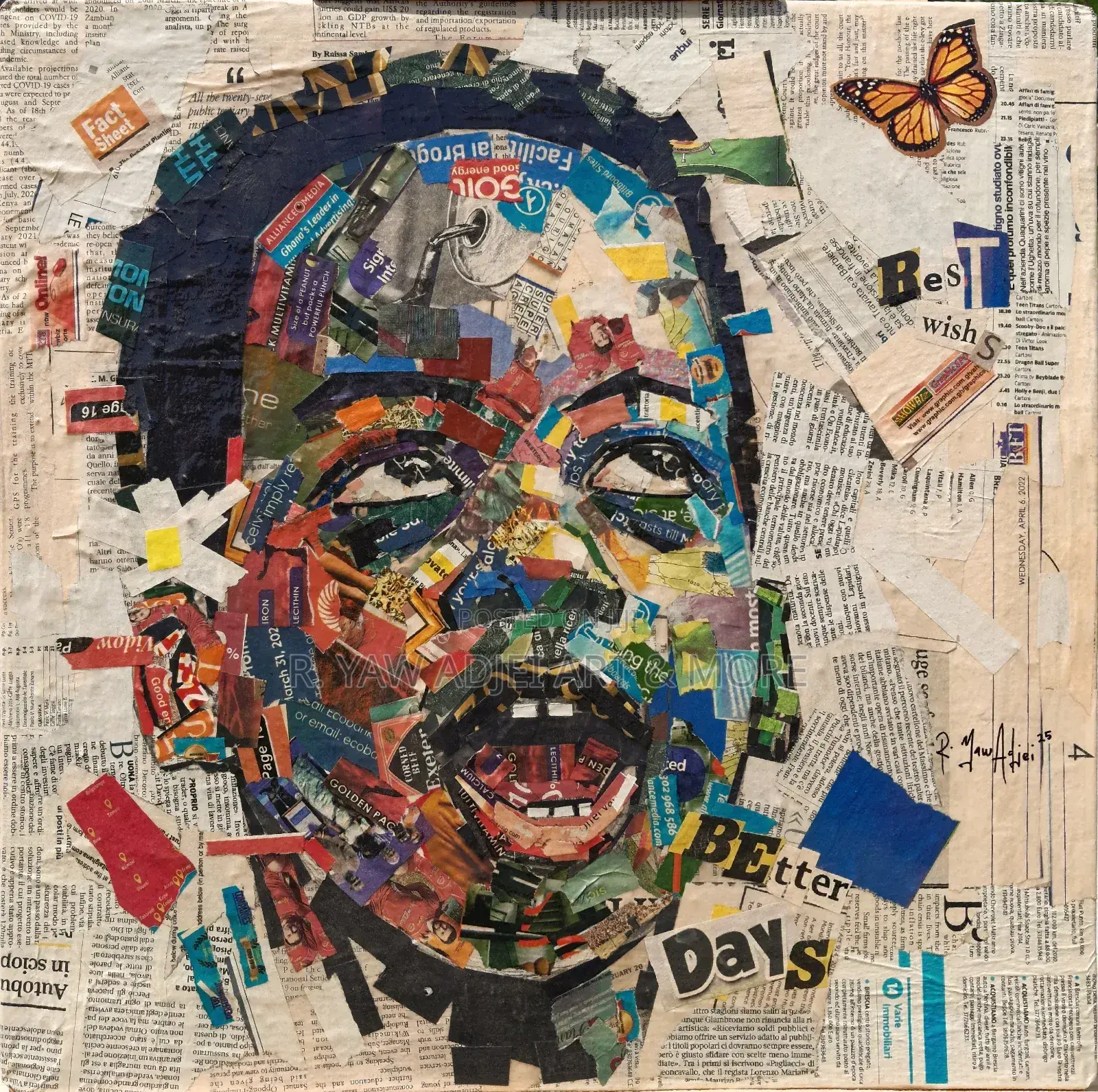 Newspaper Handmade Artworks on Canvas