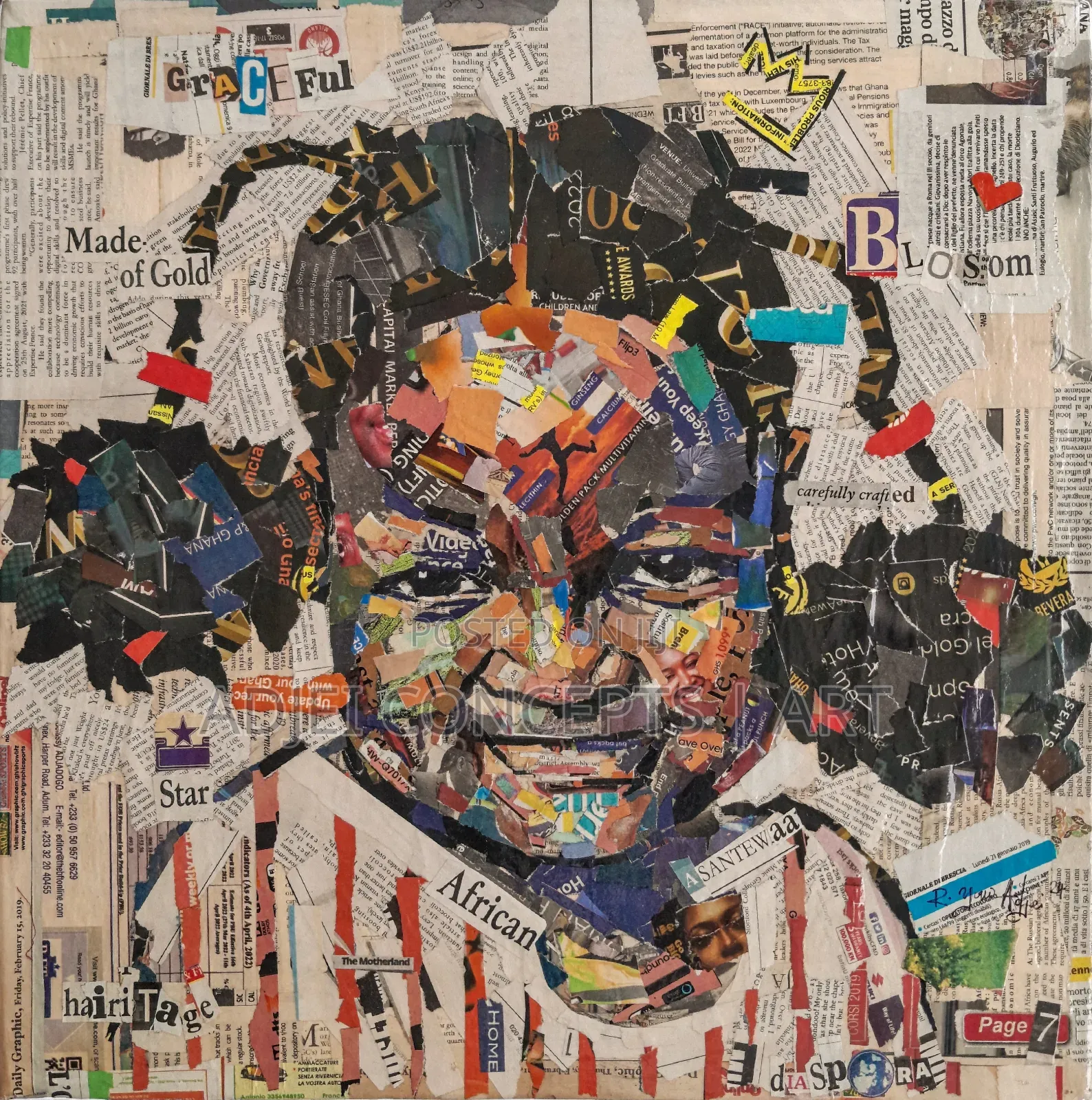 Newspaper Handmade Artworks on Canvas