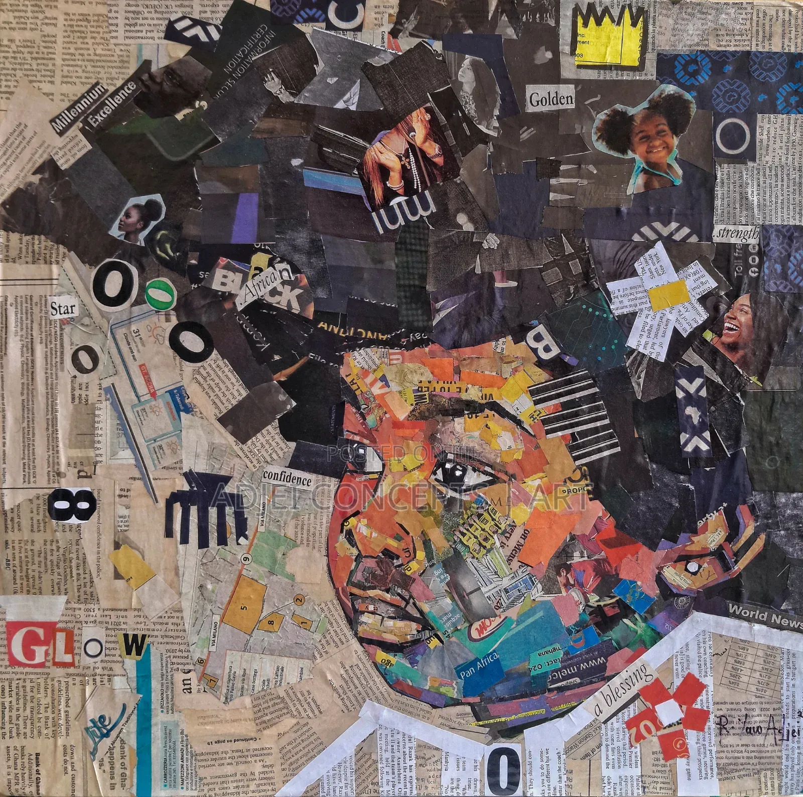 Newspaper Handmade Artworks on Canvas