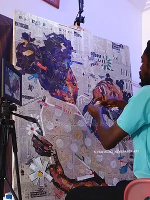 Handmade Newspaper Artwork on Canvas
