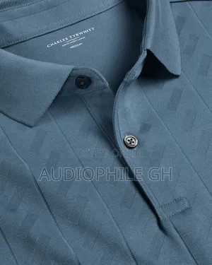 Charles Tyrwhitt Short Sleeve Textured Jacquard Polo Shirt Airforce Bl