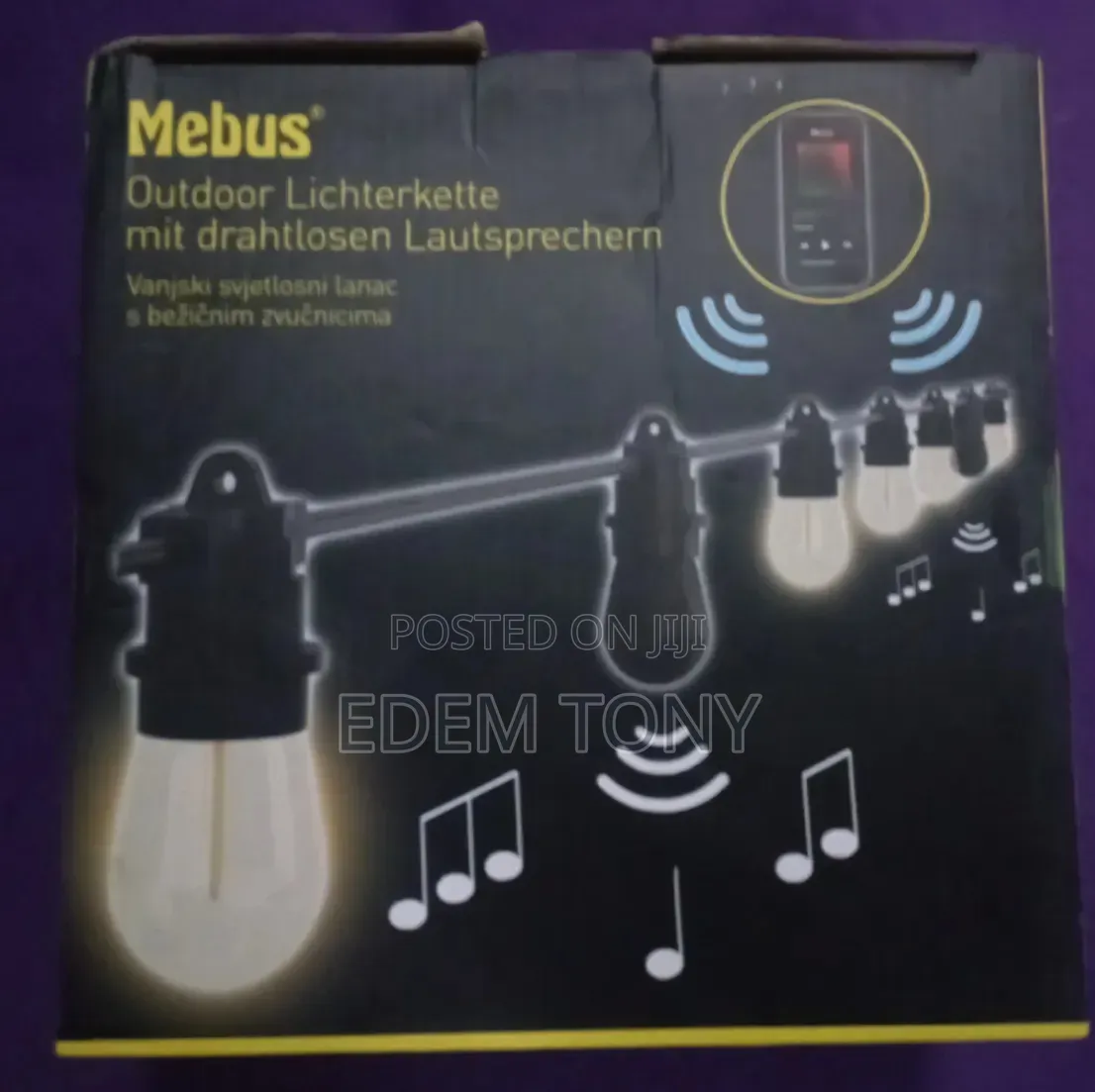 Mebus Outdoor Light String Set With Wireless Speakers for Music