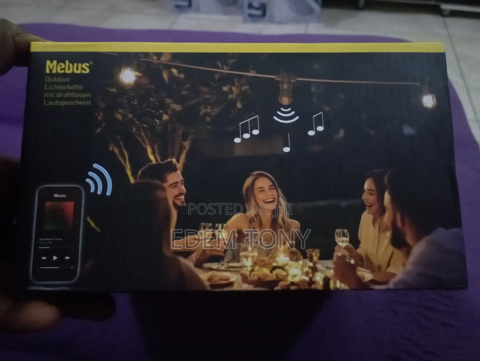 Mebus Outdoor Light String Set With Wireless Speakers for Music