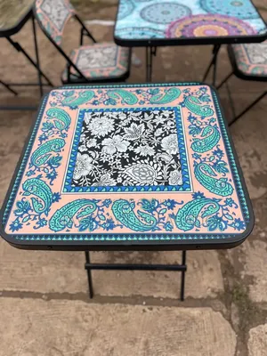 Folding Glass Design Table With Chairs