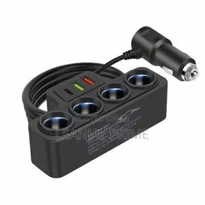 120w 3-Way Car Socket Splitter With Dual Usb Ports (12v/24v)