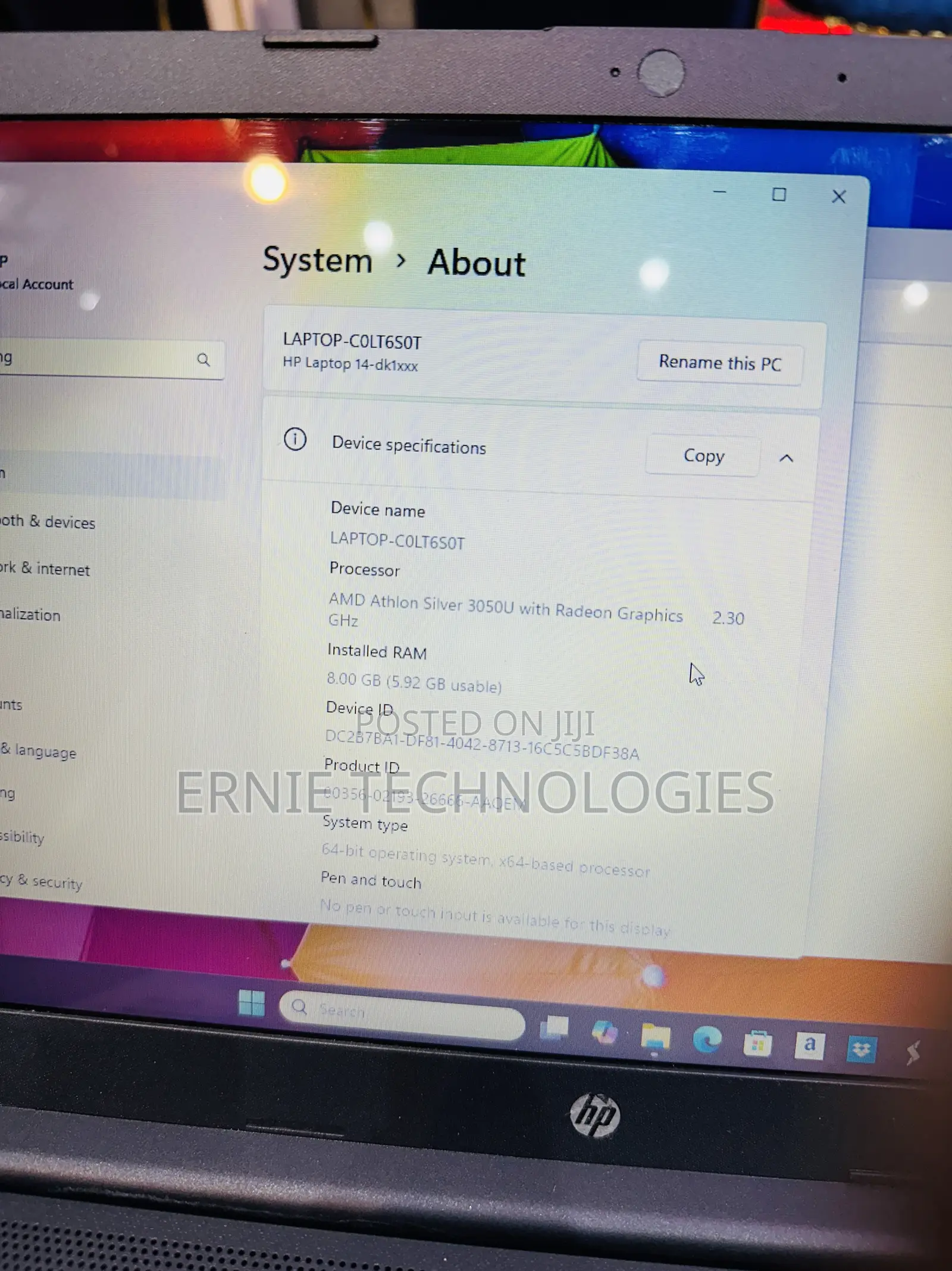 Laptop HP 14-dq1088wm 8GB AMD HDD+SSD 128GB