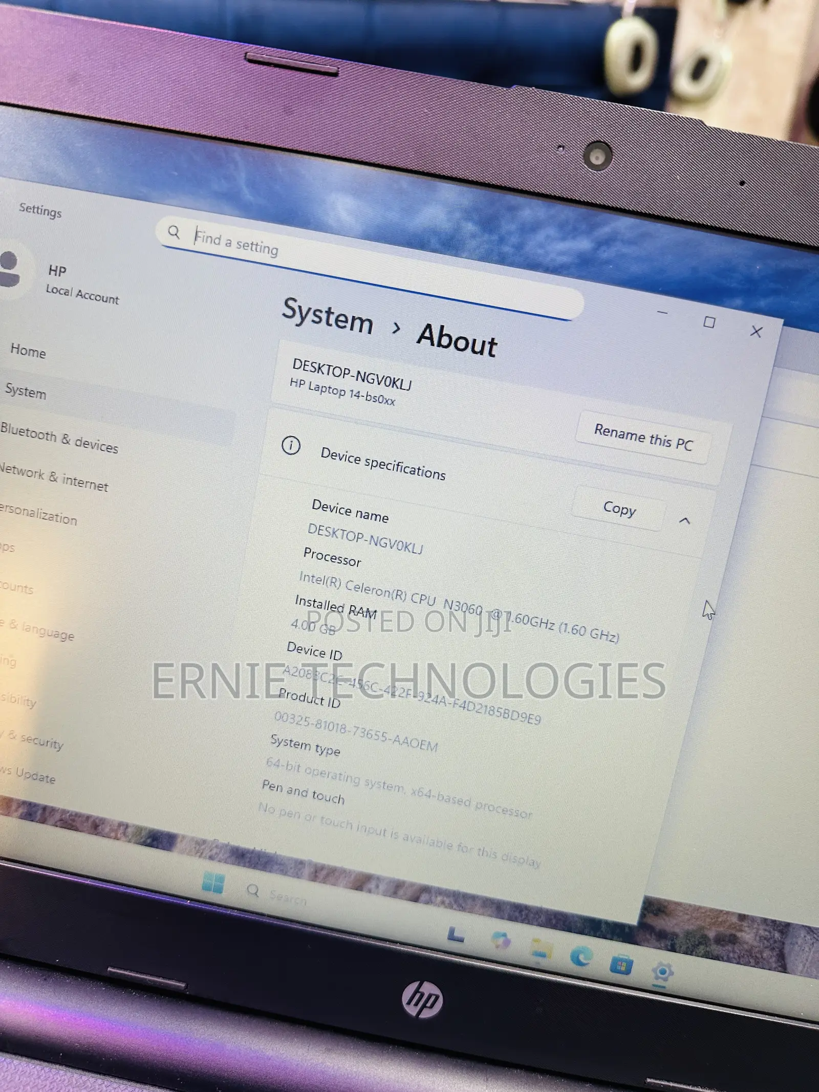 Laptop HP 14-dq1088wm 4GB Intel SSD 256GB