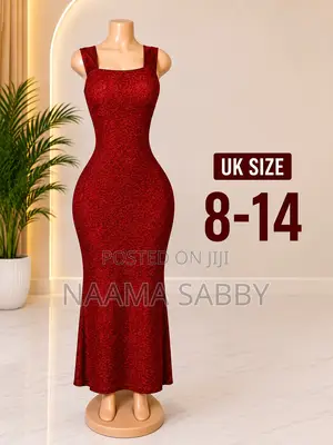 Elegant Red Glitter Bodycon Maxi Dress Uk 8-14