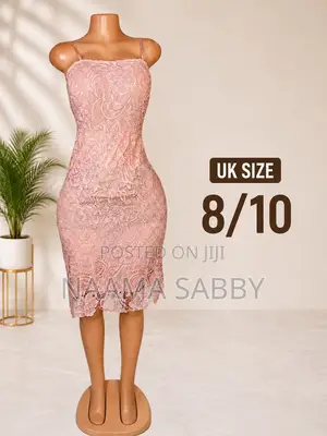 Women’S Pink Lace Midi Dress Uk 8/10