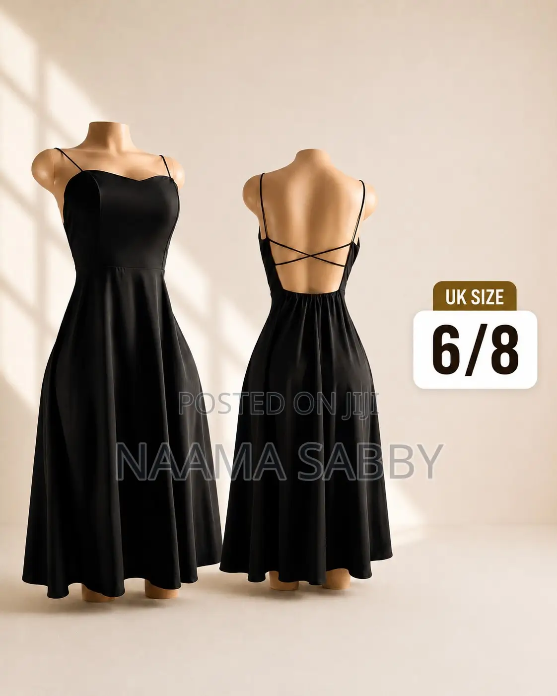 Women’S Black Open Back Evening Dress Uk 6/8