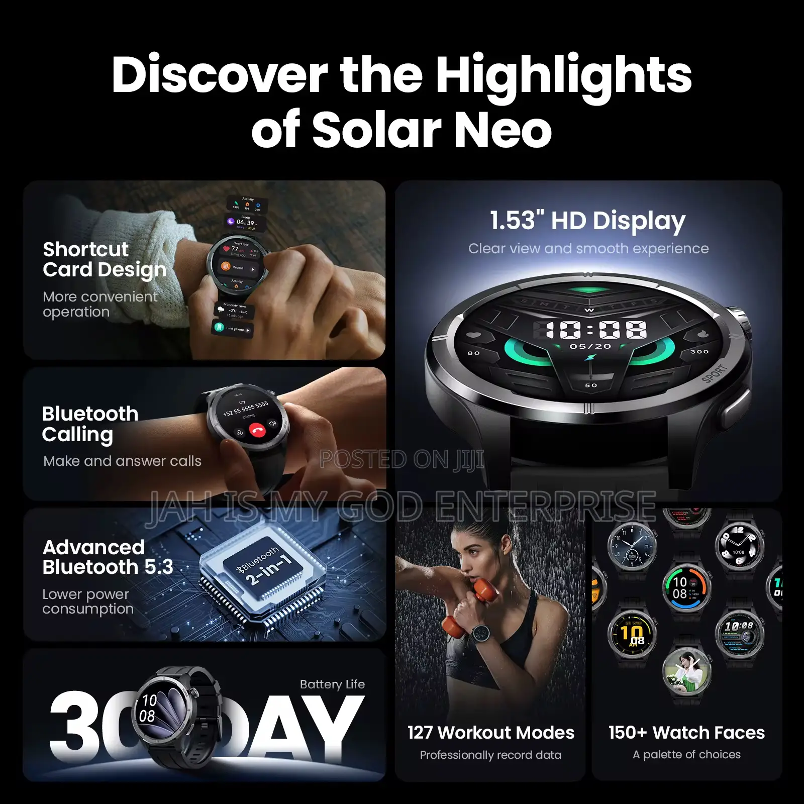 Haylou Solar Neo1.53'' Hd Display Smart Watch +Free 22mm Braided Strap