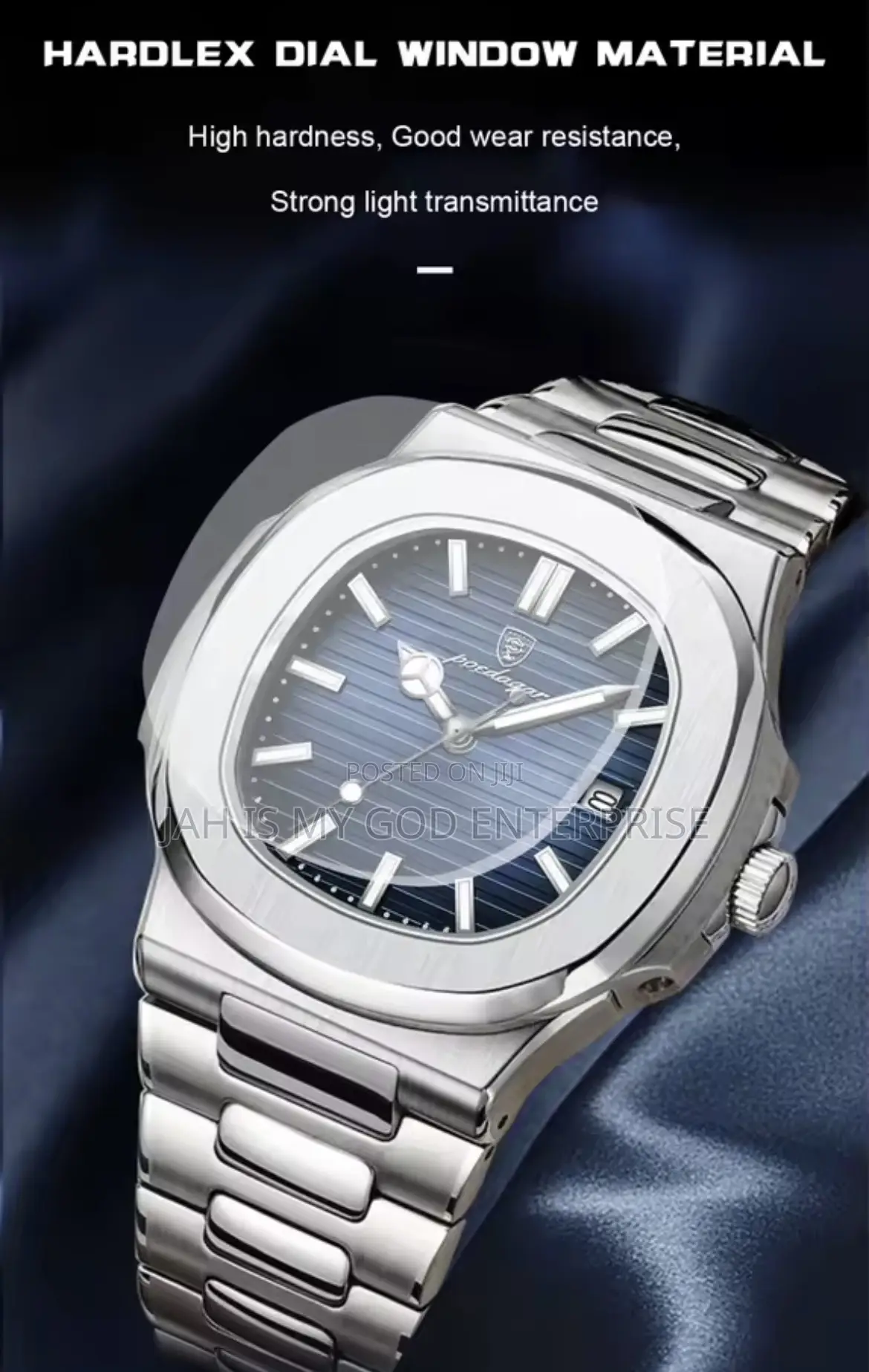 Poedagar 613 Square Luxury Men Chain Wristwatch-Silver Blue