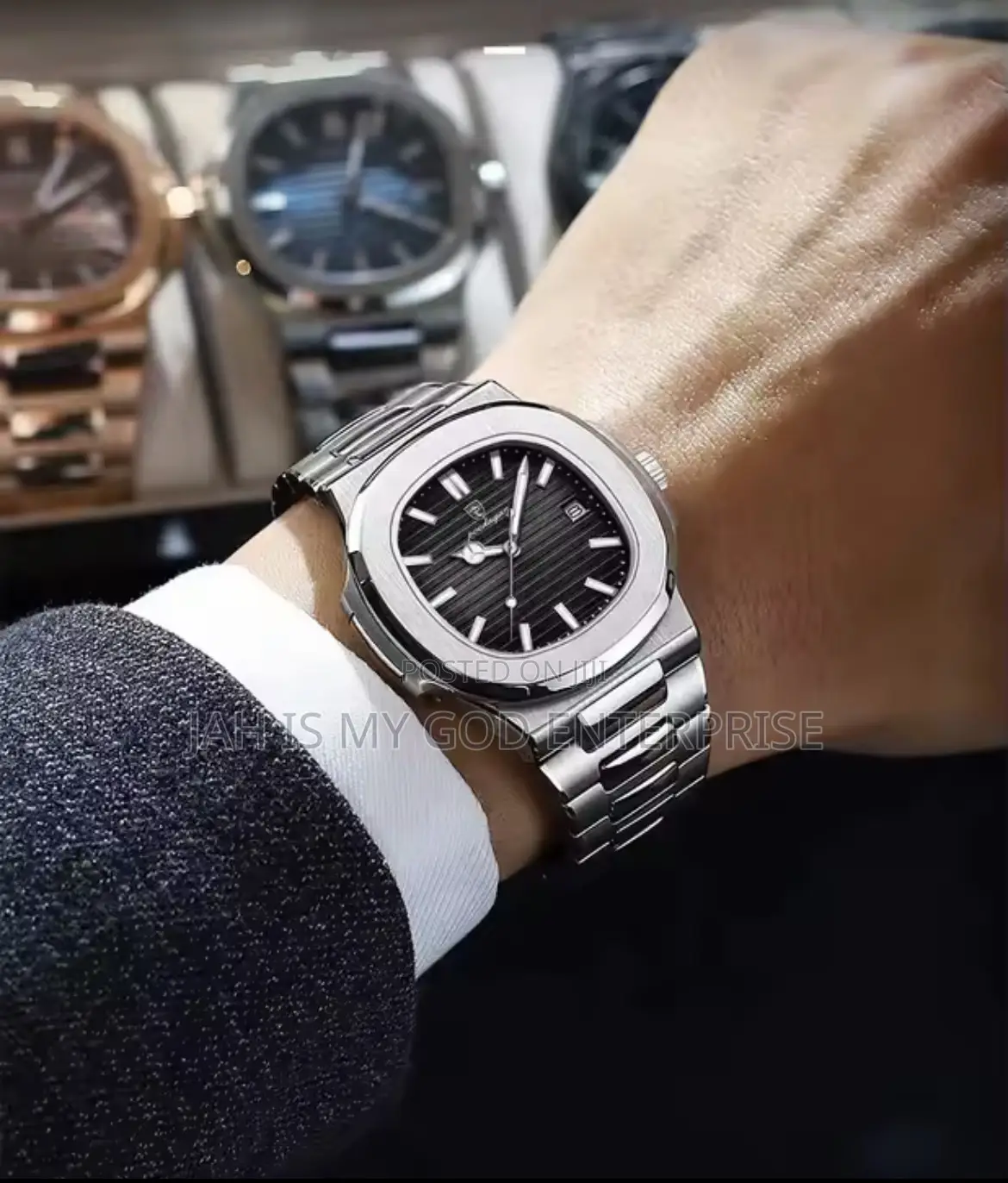 Poedagar 613 Square Luxury Men Chain Wristwatch-Silver Black