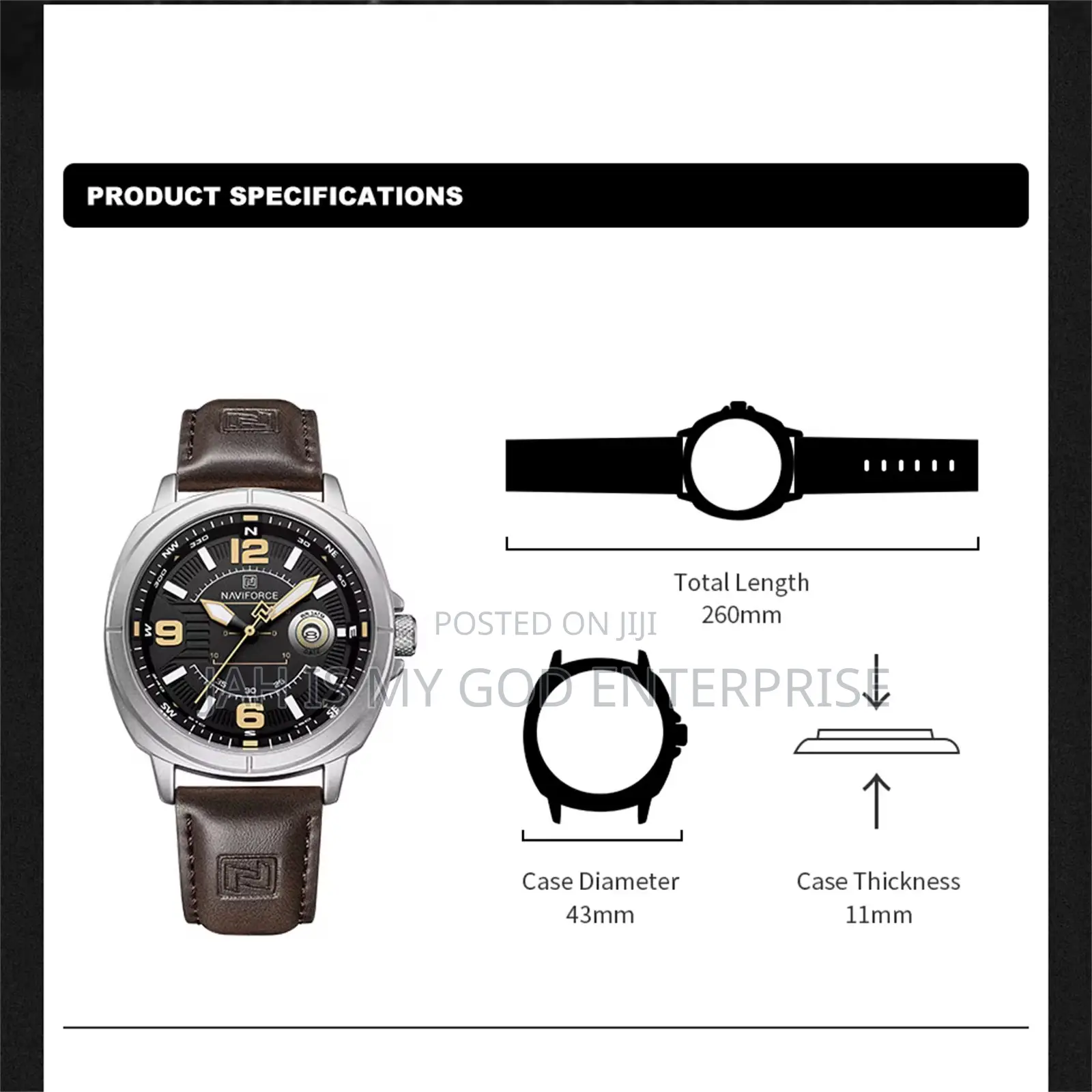 Naviforce Nf8078 Men Quartz Waterproof Clocks Reloj Hombre-coffee