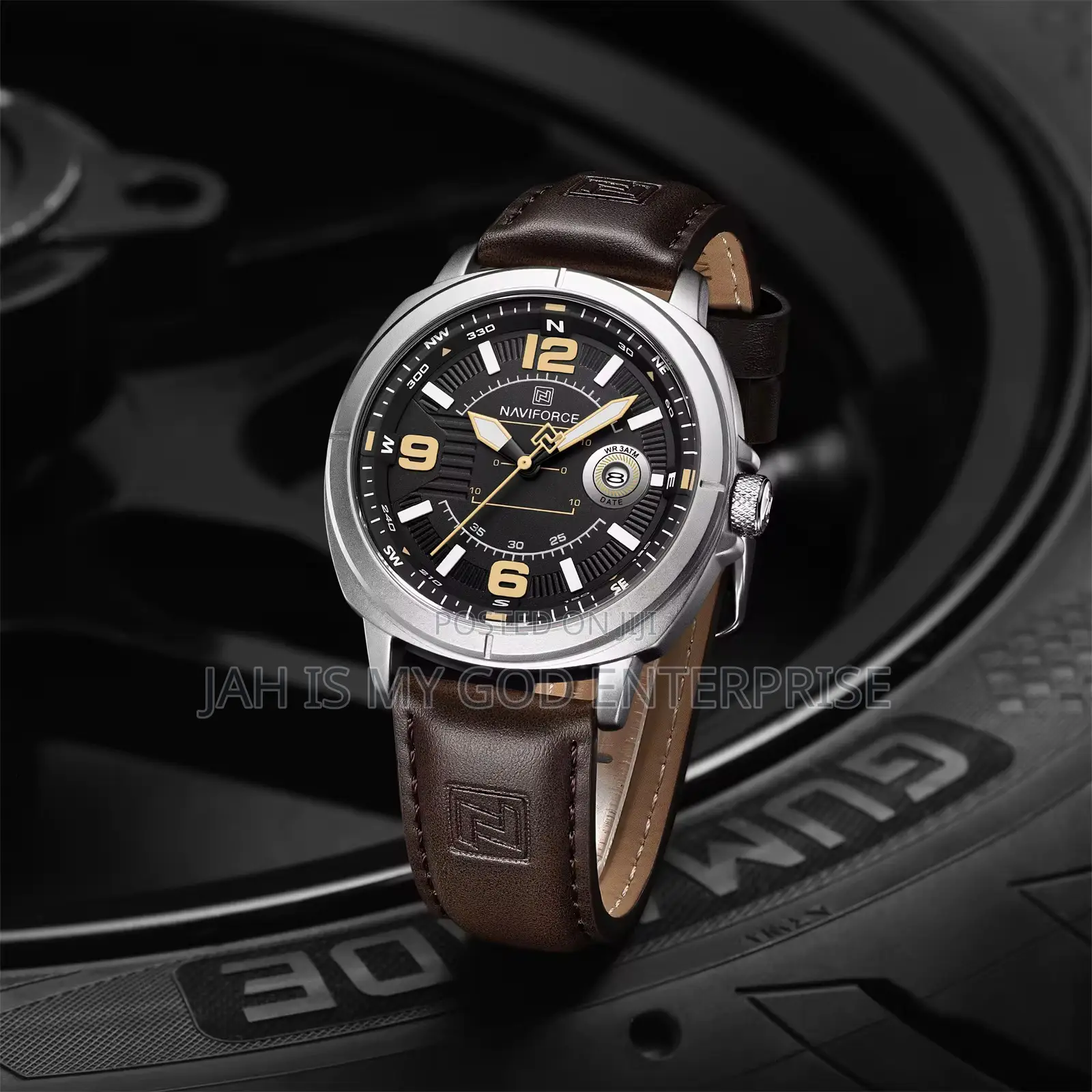 Naviforce Nf8078 Men Quartz Waterproof Clocks Reloj Hombre-coffee