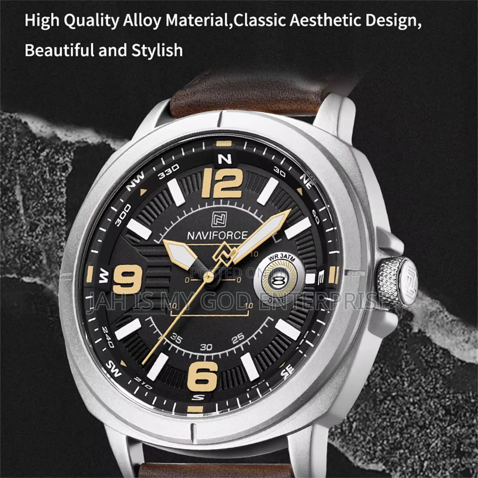 Naviforce Nf8078 Men Quartz Waterproof Clocks Reloj Hombre-coffee