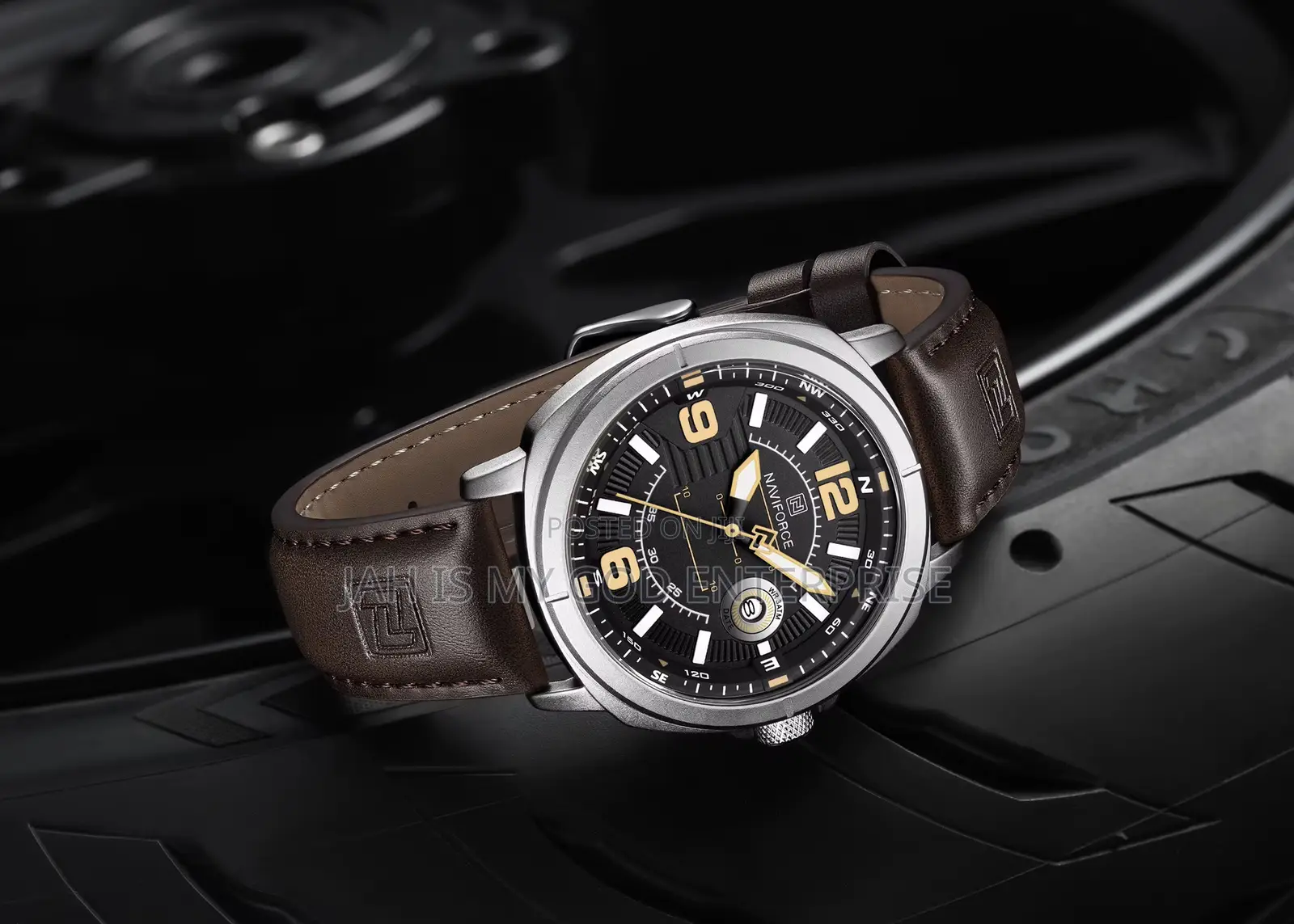 Naviforce Nf8078 Men Quartz Waterproof Clocks Reloj Hombre-coffee