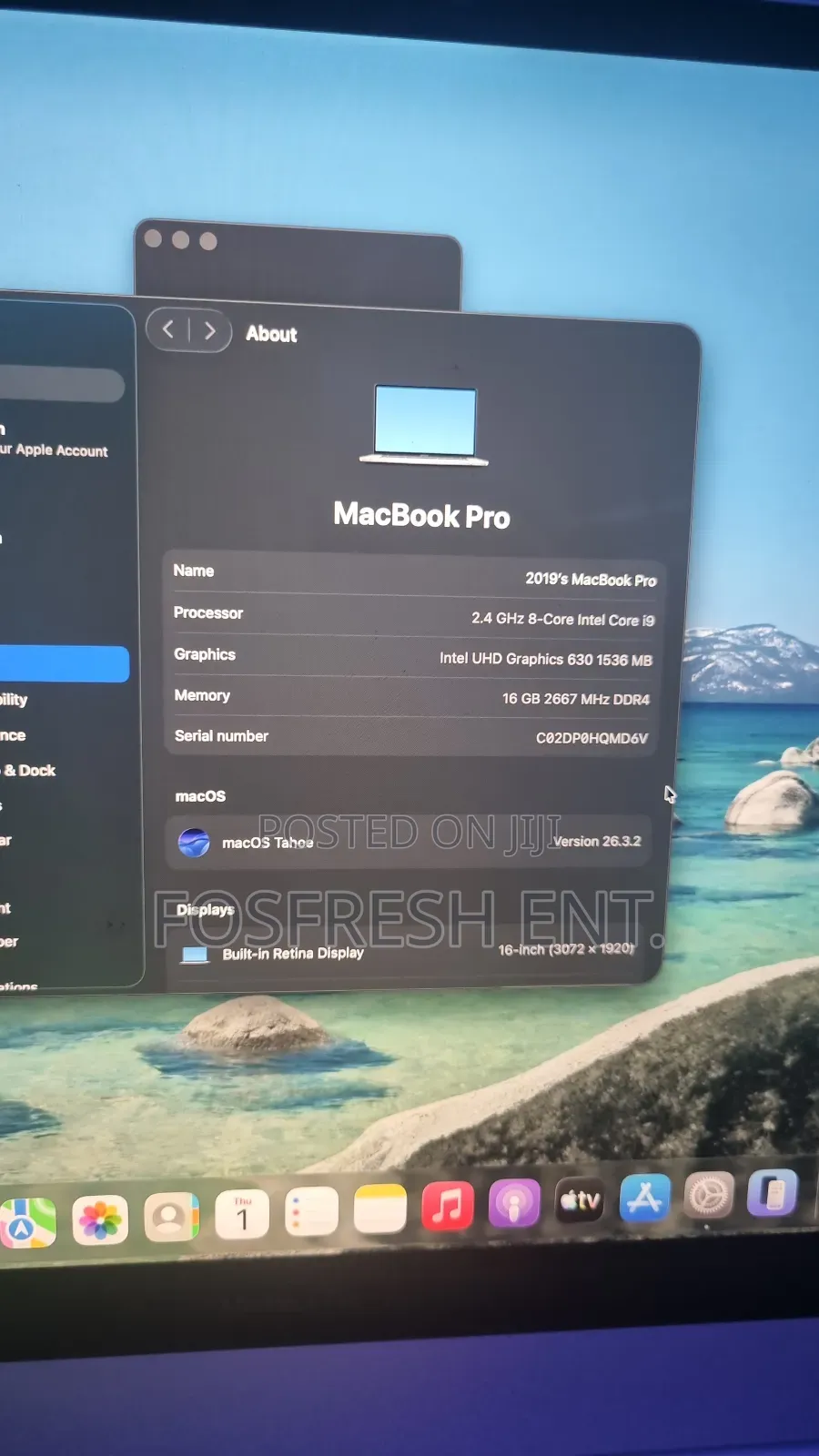 Laptop Apple MacBook Pro 2019 16GB Intel Core i9 SSD 512GB