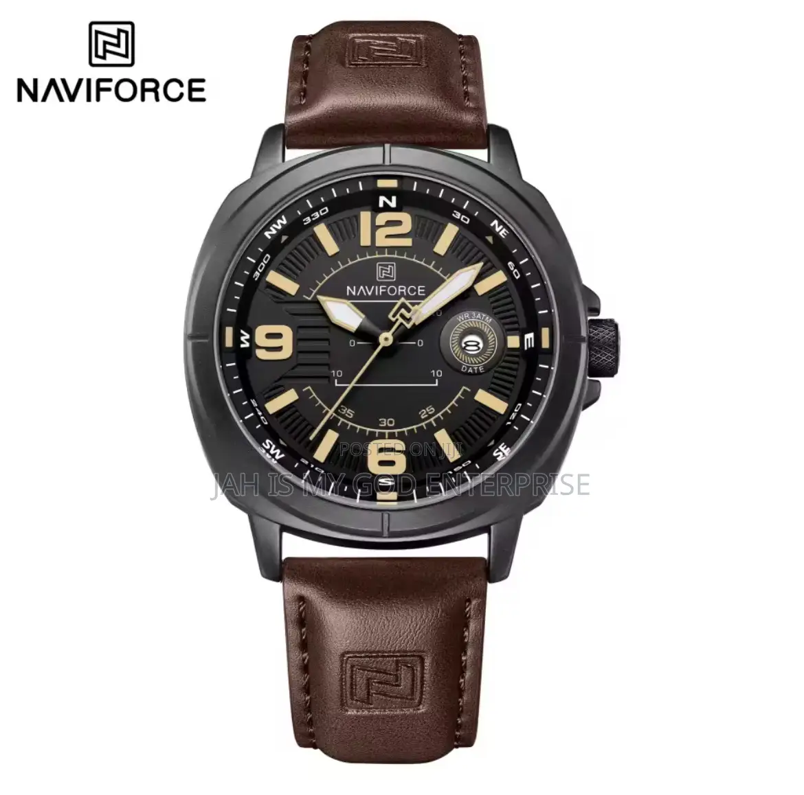 Naviforce Nf8078 Men Quartz Waterproof Clocks Reloj Hombre-Brown Black