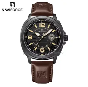 Naviforce Nf8078 Men Quartz Waterproof Clocks Reloj Hombre-Brown Black