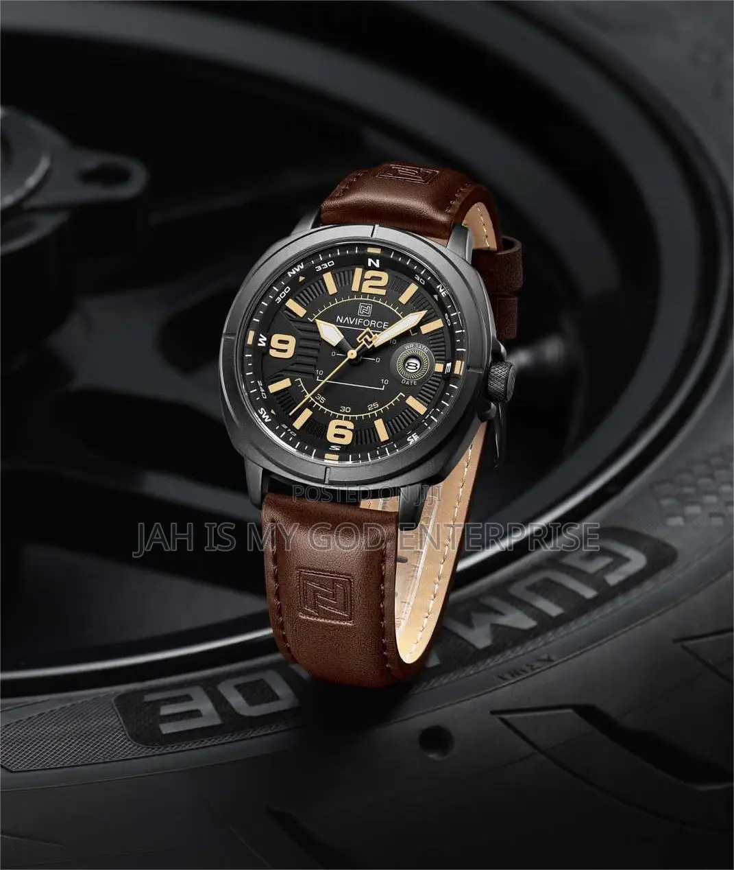Naviforce Nf8078 Men Quartz Waterproof Clocks Reloj Hombre-Brown Black