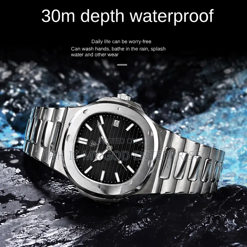 Poedagar 613 Square Luxury Men Chain Wristwatch-Silver Black