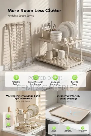 Oraimo Rackdrain Foldable Two-Tier Dish Rack With Guided Drainage