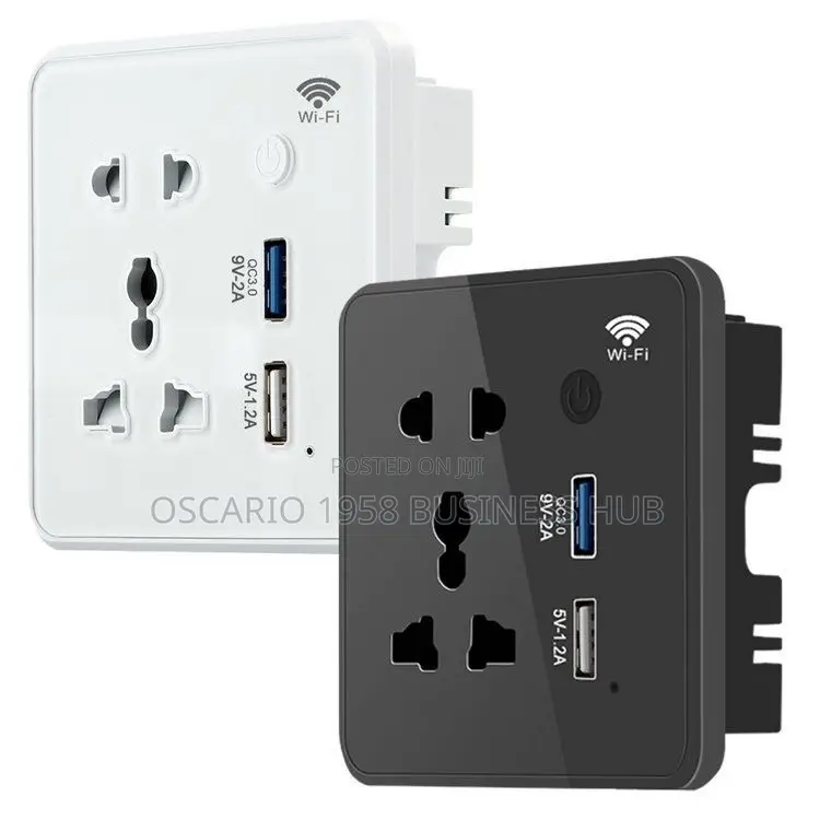 Smart Tuya Wifi Smart Wall Sockets With Glass Model Dual Usb 5-Hole