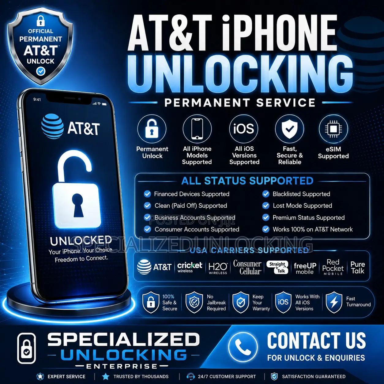 At T All iPhone Network Esim Sim Unlocking Permanently