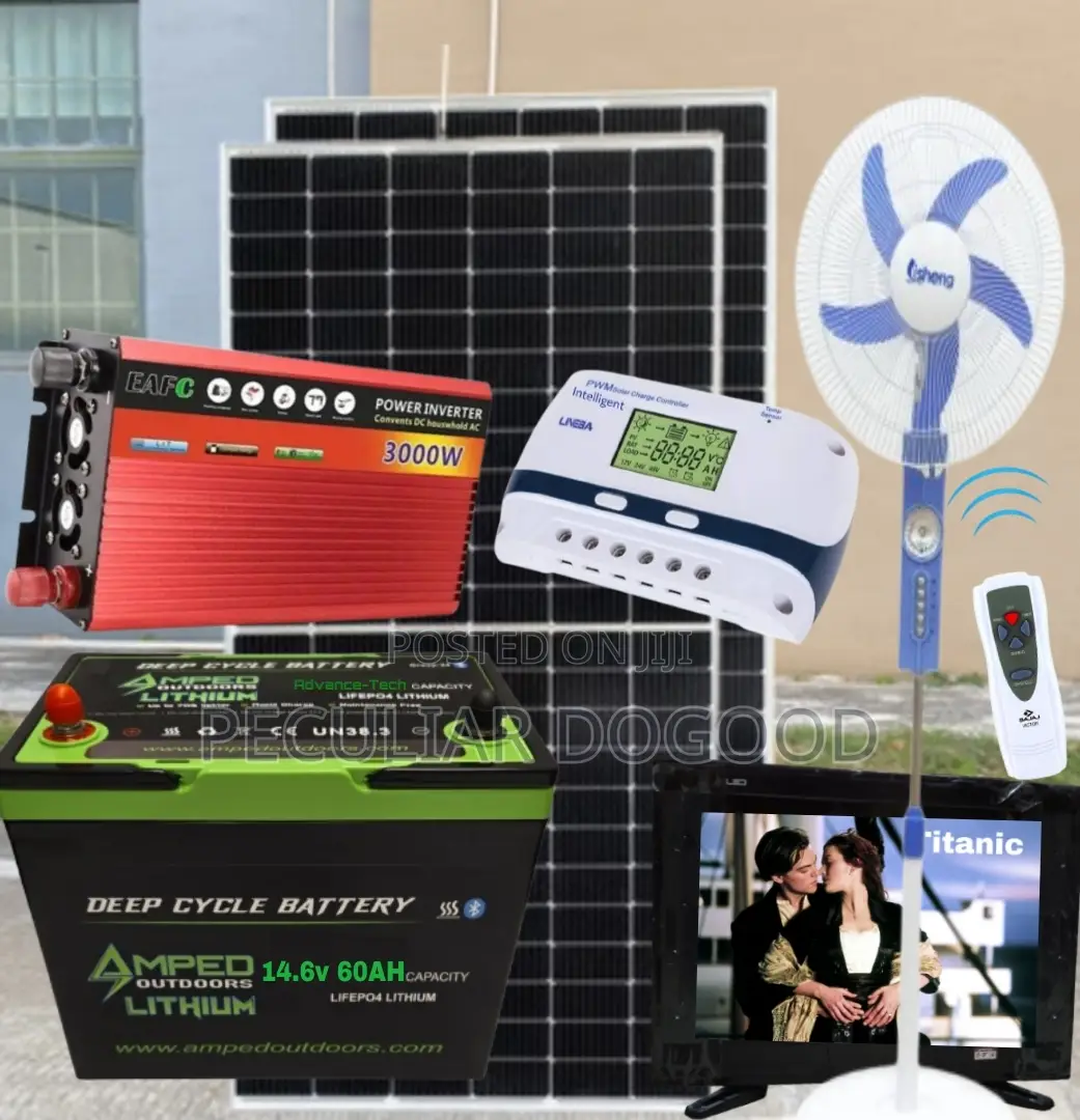 Tv + Fan + 3kw Inveter Lithium Big Solar Panels