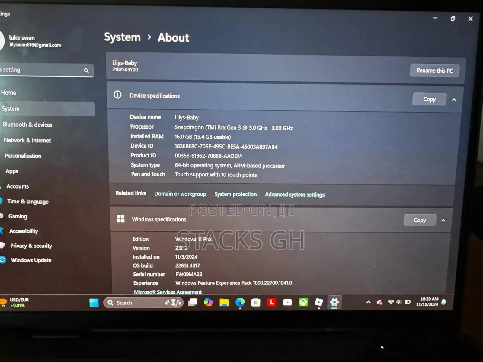 Laptop Lenovo 16GB Qualcomm Snapdragon X Plus SSD 512GB