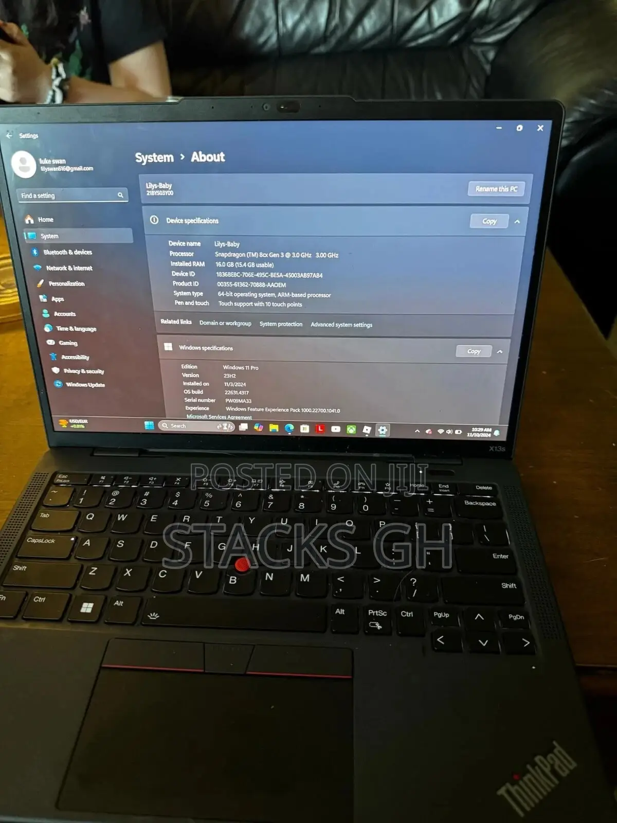 Laptop Lenovo 16GB Qualcomm Snapdragon X Plus SSD 512GB