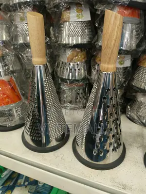 Stainless Steel Cone Graters With Wooden Handles.