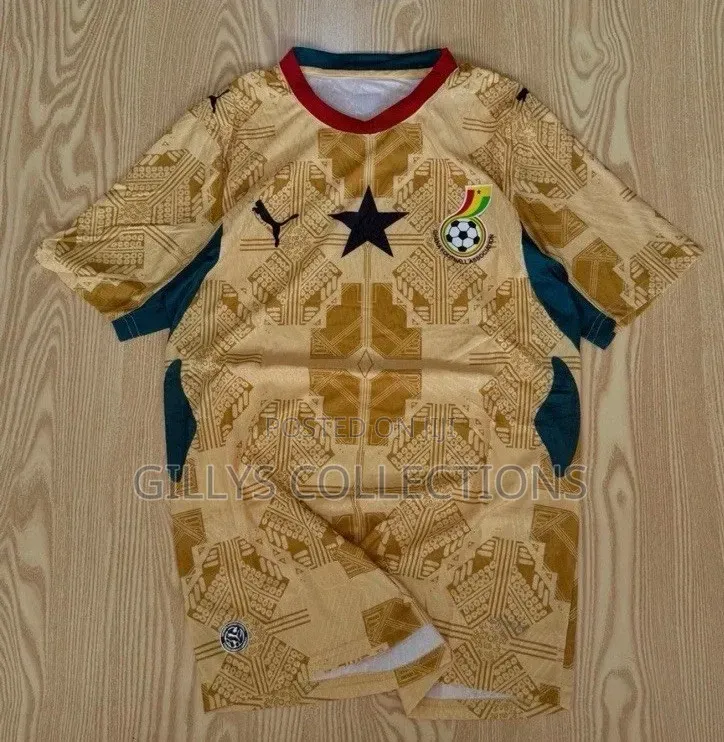 Gold Puma Ghana Football Shirt Soccer Jersey Player Version