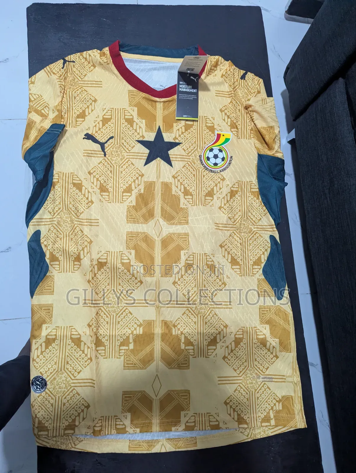 Gold Puma Ghana Football Shirt Soccer Jersey Player Version