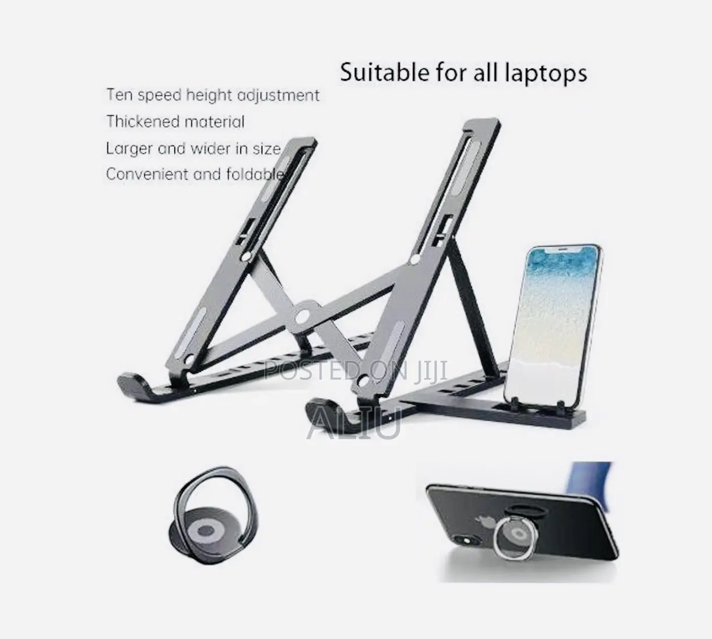3-in-1 Portable Laptop Stand Mobile Phone Holder | Foldable Stand