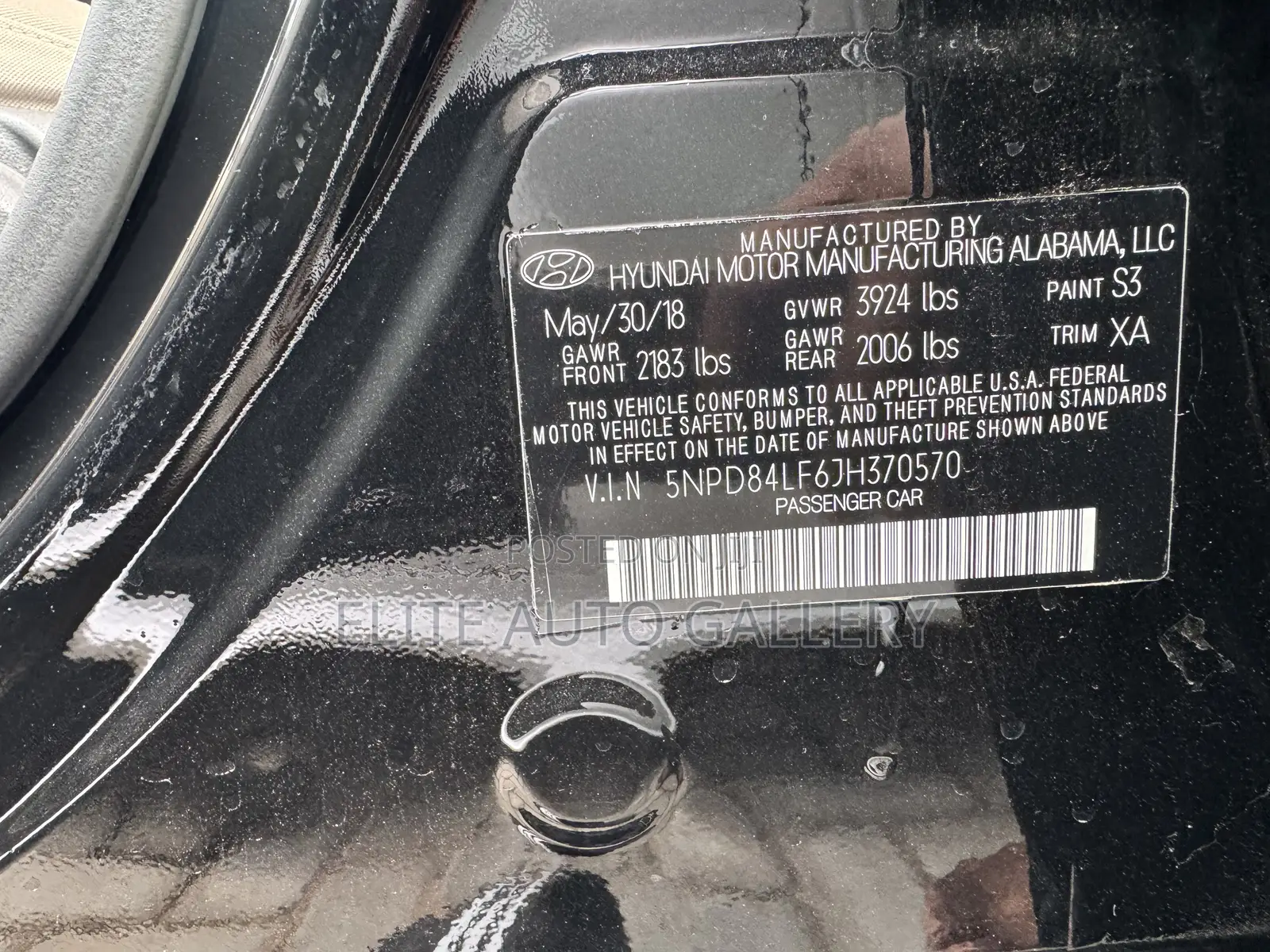 Hyundai Elantra Value Edition 2018 Black