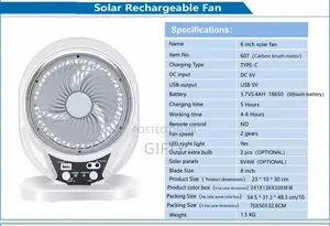 8 Inch Solar Fan