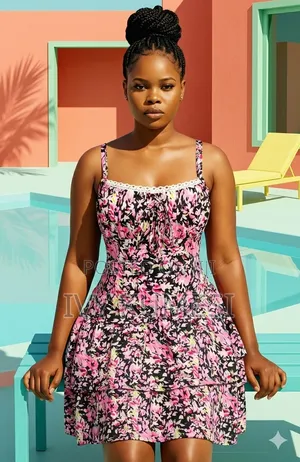 Vibrant Floral Tiered Mini Dress