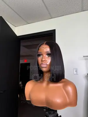 New Elegant 12 Inches Black Human Hair Bob Wig