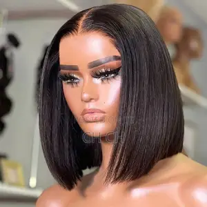 Sleek Classy 12 Inches Black Bob Wig Unit