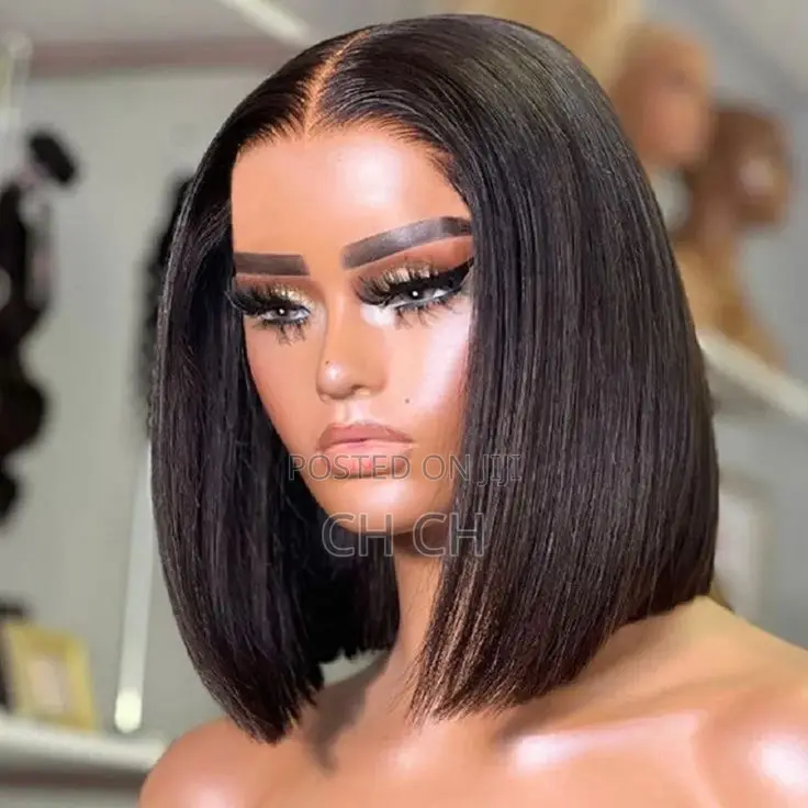 Sleek Classy 12 Inches Black Bob Wig Unit