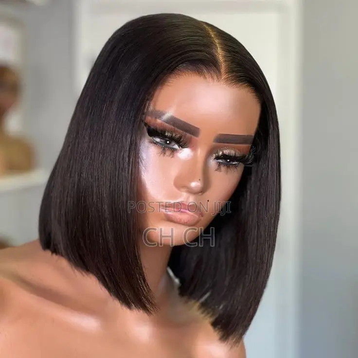Sleek Classy 12 Inches Black Bob Wig Unit