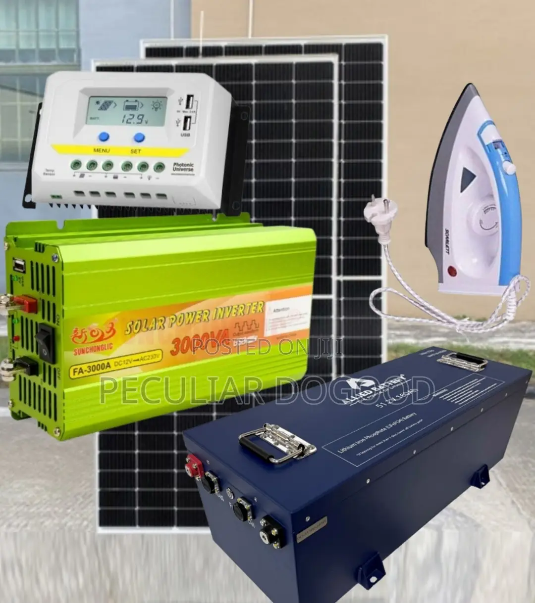 Iron + 24v 100ah + 24v 3kw Inverter Big Solar Panels