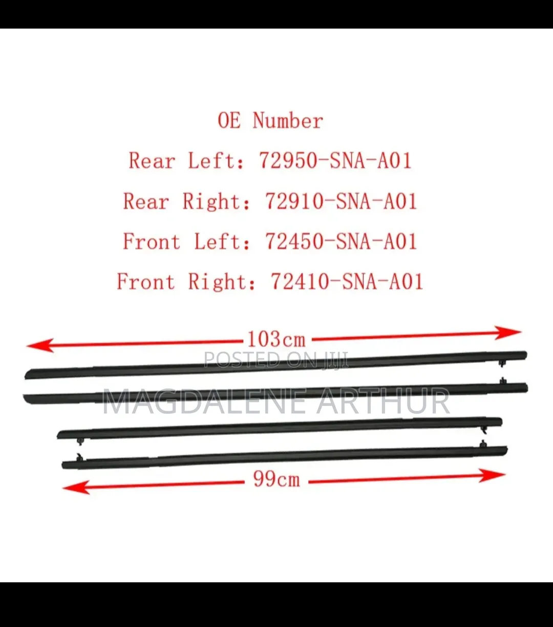 Honda Civic 2006–2011 Window Weather Strip Moulding – 4pcs Set