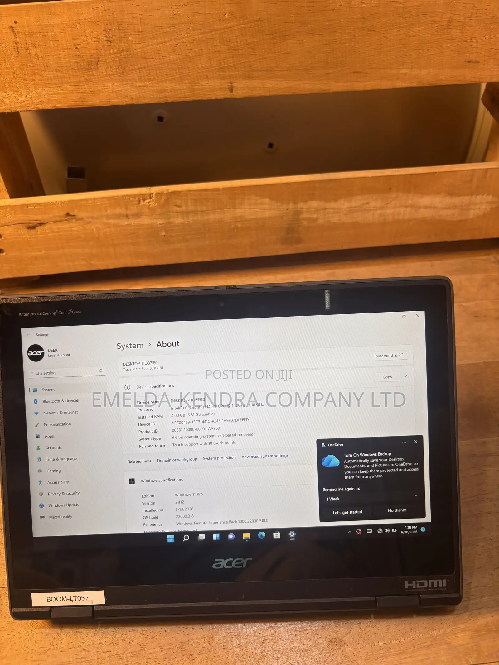 Laptop Acer TravelMate B113 4GB Intel SSD 60GB