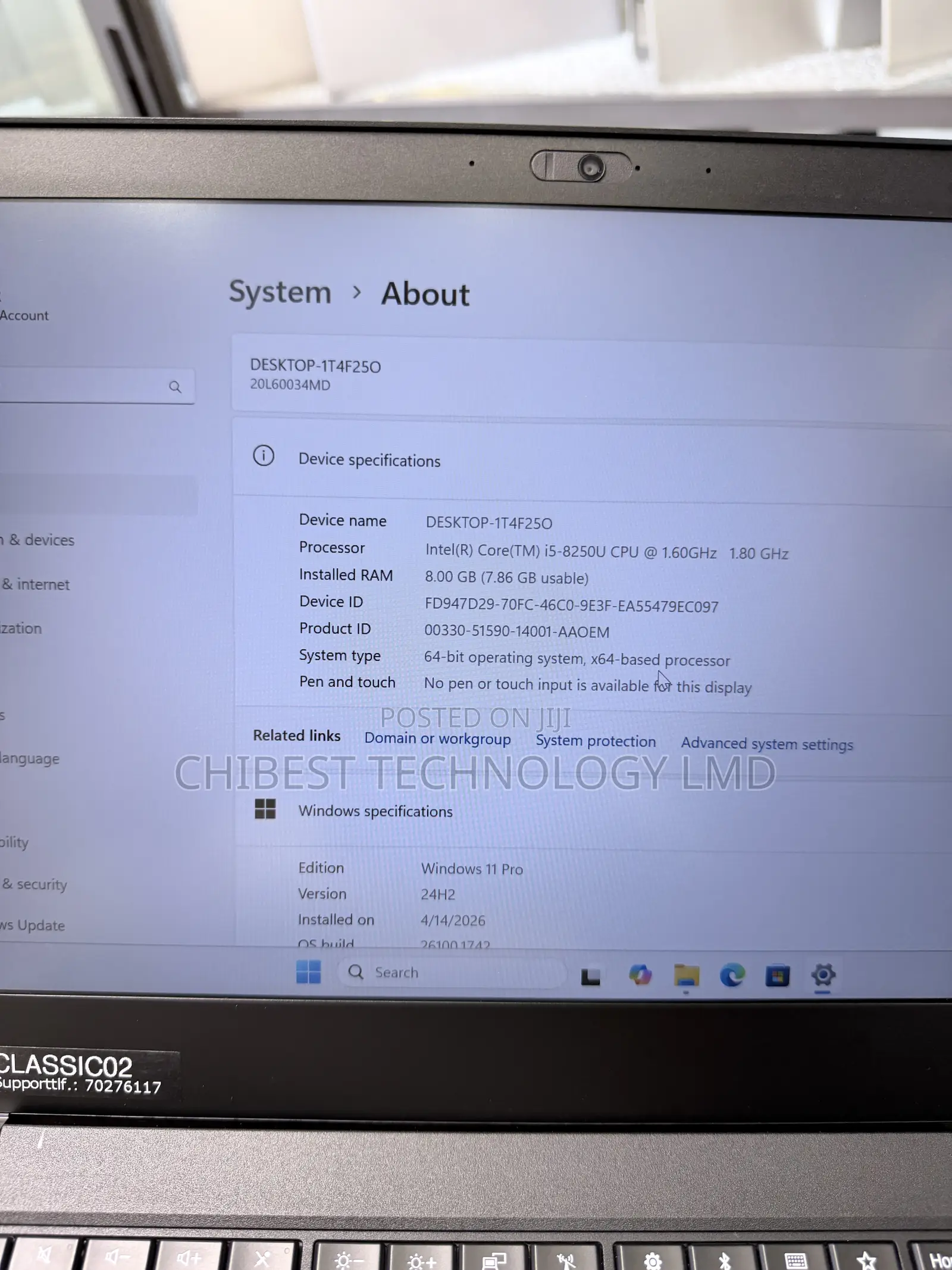 Laptop Lenovo ThinkPad T480 8GB Intel Core i5 SSD 256GB