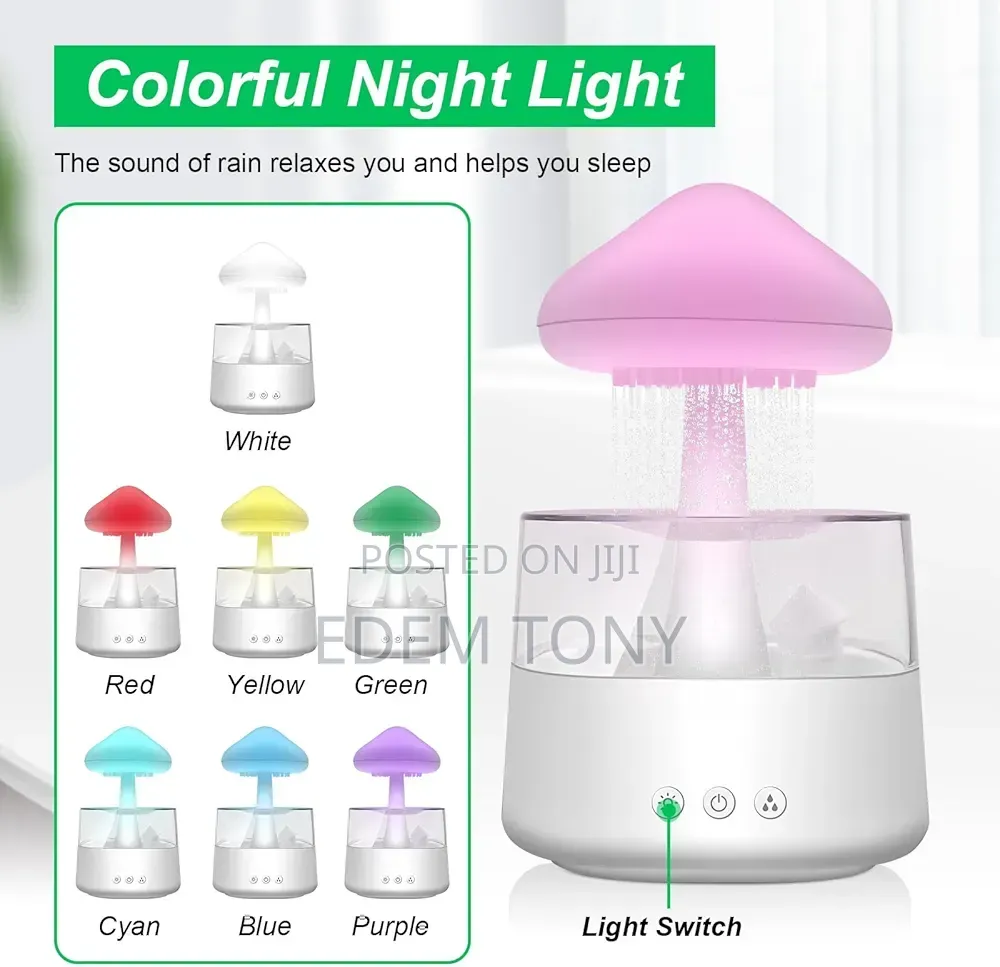 3-in-1 Aroma Diffuser, Rain Cloud Humidifier, and 7-Color Night Light