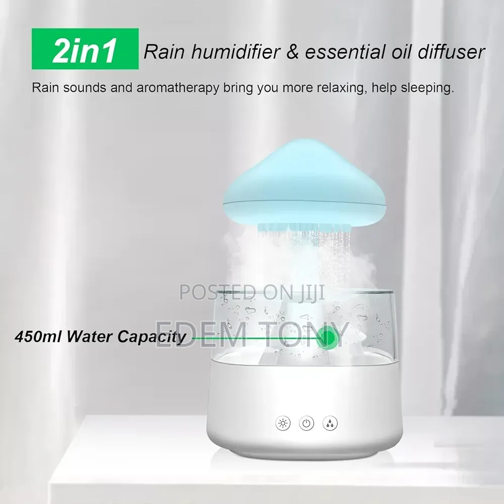 3-in-1 Aroma Diffuser, Rain Cloud Humidifier, and 7-Color Night Light
